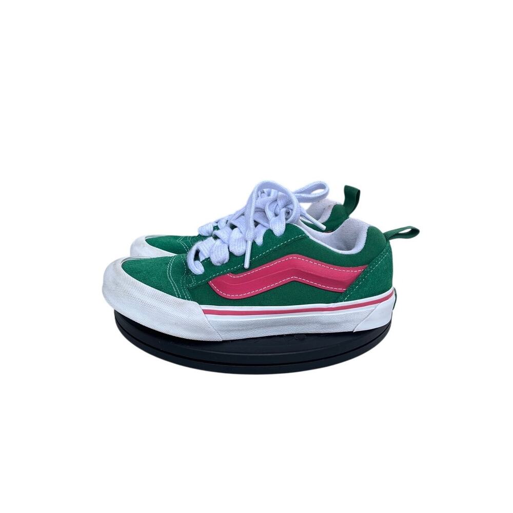 Girls Vans Knu Skool Shoes Sneakers Size 1 Green/Pink